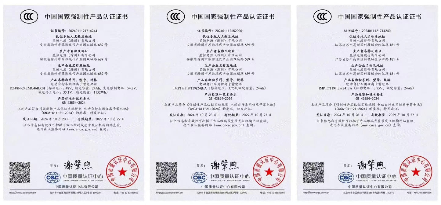 Xingheng 48V48AH (~120KM) Battery